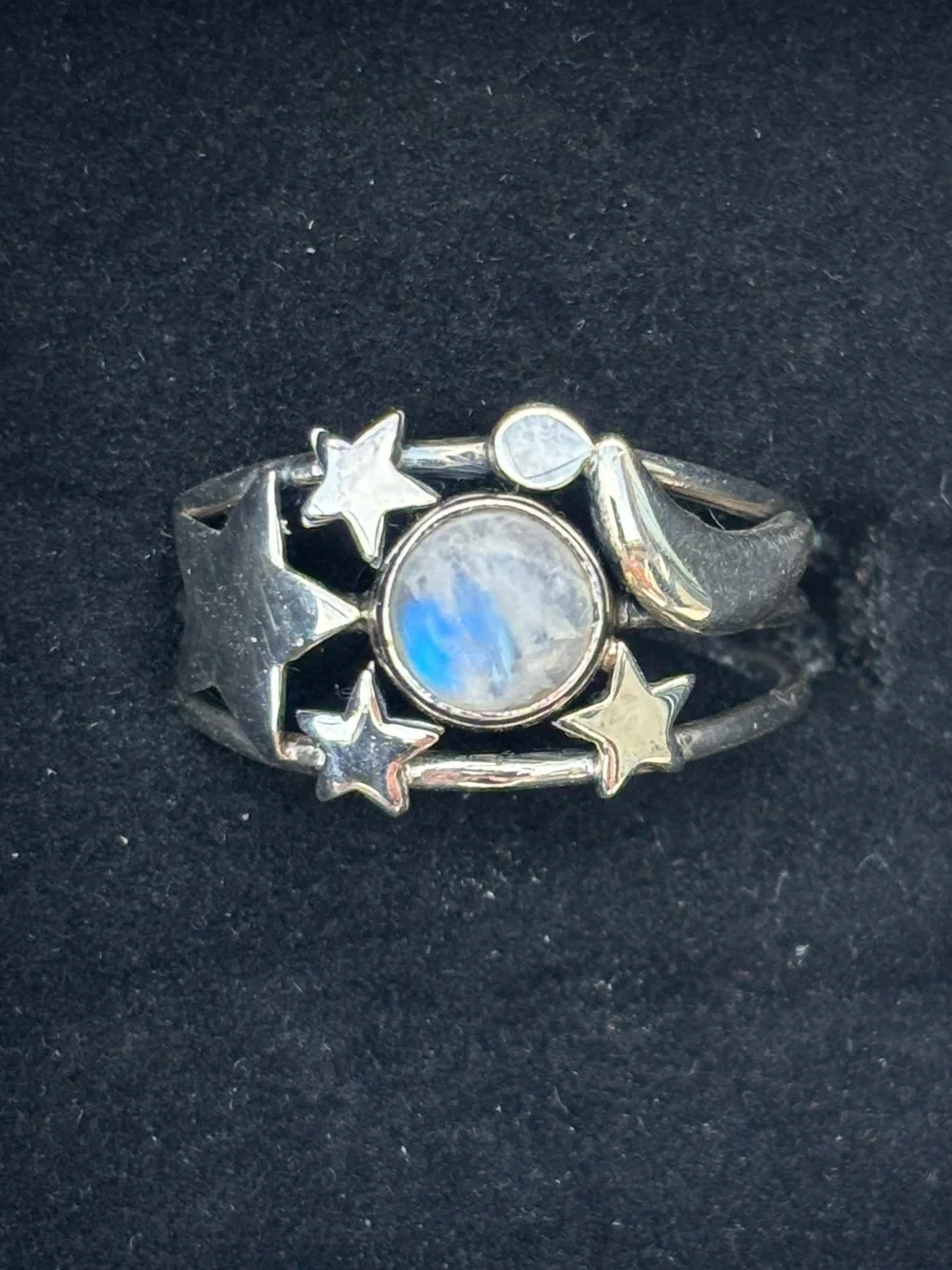 Sterling Silver Moonstone Celestial Ring - Women's Jewelry Size 7.75-8